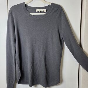 Inhabit 100% Cashmere Sweater Gray Womens M Minimalist Luxury Softgirl Crew Neck
